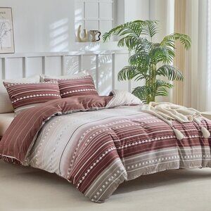 Duvet Cover, Reversible Bedding Duvet Cover Set King Size 3pc Soft 100% - Red Bo
